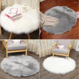 Carpets Round Small Soft Artificial Sheepskin Rug Bedroom Living Room Floor Seat Textil Chair Cover Exquisite Mat Household Hairy Carpet