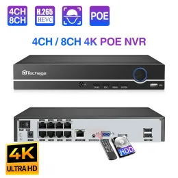 Intercom Techage H.265 8ch 5mp/4mp/3mp/1080p Poe Nvr Cctv Video Security Surveillance System for Poe Ip Camera Video Recorder Audio Input