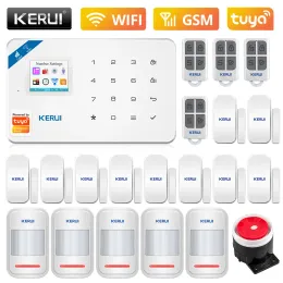 키트 KERUI W181 WIFI GSM 홈 보안 TUYA 스마트 알람 시스템 앱 제어 무선 도어 센서 PIR 모션 탐지기 강도 경보 키트