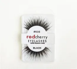 1 par de cílios falsos Cereja vermelha Mulheres maquiagem 100 cabelos humanos reais grossos 3d popular e bagunçado olho preto cílios artesanais extensos1693341