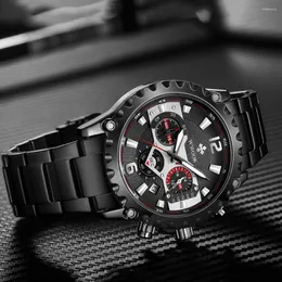 Нарученные часы Wwoor Watch for Men Top Fashion Male Date Luminous Sport Chronograph Quartz Forus