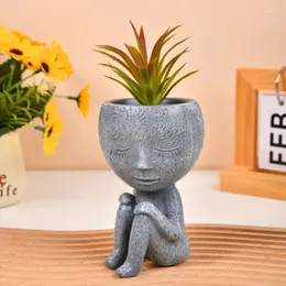 Vases Nordic Girl Doll Handmade Resin Vase Flowerpot Living Room Balcony Succulent Plant Bonsai Pot Crafts Garden Decoration