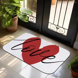 Carpets Valentine's Day Love Graffiti Crystal Velvet Floor Mat 60x40cm Kitchen Carpet Bathroom Bedroom Decoration