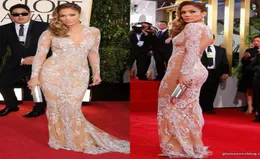 Sexy Zuhair Murad long Sleeve Evening Dresses Gowns Mermaid Lace Tulle Sheer Prom Dresses Celebrity Red Carpet Dress With Crew Nec5289632