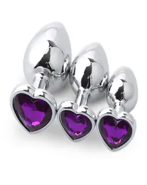 3PCSSET Crystal Jewelry Butk Plugs Anal Dilator Heart Base простата массажер металлический нержавеющий анал Сексуальные игрушки для женщин взрослые 8736748