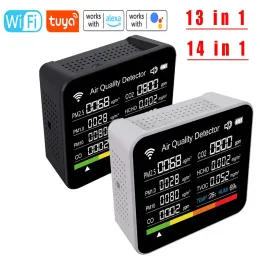 1/13の検出器14 in 1大気質モニターTuya Wifi Co/CO2 Detectorリアルタイム監視大型ディスプレイホームエアテストキットアプリコントロール