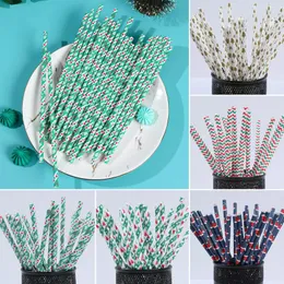 Party Decoration 25st Christmas Paper Straws Snowflake Drinking Straw Decorations For Home Xmas Happy Year 2024 Noel Supply