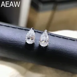 Küpe Moissanit Armut Küpe Ana Taşları 4x6mm 0.8CTW Moissanit Geri Dönüş 18K Beyaz Altın veya Gümüş