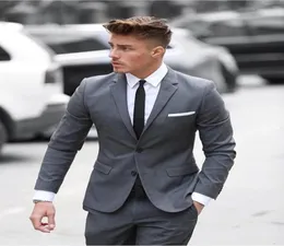 Excellent Style Groom Tuxedos Two Button Gray Notch Lapel Groomsmen Man Suit Mens Wedding Suits JacketPantsTie 4696398350