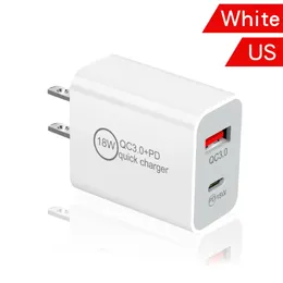 18W PD Charger Dual USB Quick Charger USB QC3.0 Typ C Wall Charger 12W US/EU/UK Plug Wall Adapter för iPhone 14 Mobiltelefon
