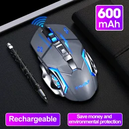 Cards Rechargeable 2.4g Wireless Gaming Bluetooth Mouse Mice Silent Click Cordless Mouse 6 Smart Buttons Pc Gaming Mouse Mice 1600dpi