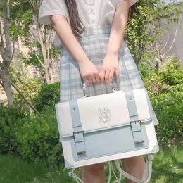 School Bags Vintage Messenger Bag Briefcase Lolita JK Uniform Japanese Cute Kawaii Unisex Tote Shoulder Women Pu Leather Handbags