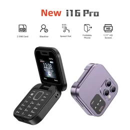 جديد I16 Pro Mini Fold Plock Dual Sim Card FM Radio Radio Voice صوت القائمة السوداء السرعة الهاتفية