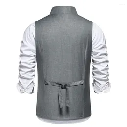 Men's Vests Solid Color Vest Coat Slim Fit Sleeveless Wedding Waistcoat With Sloping Lapel Collar Single Breasted Business For Party