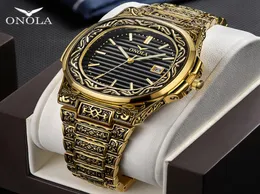 Onola Brand Vine Golden Watch Male 2019 Fashion Cusual Quartz Woll Watch Day Gold Luxury Classic Designer Man Watch5380758