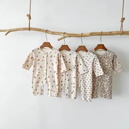 Milancel Autumn Baby Pyjama Waffle Sleeper Wear Smittbarn inomhus Kläder Pyjama Jumpsuit 240325