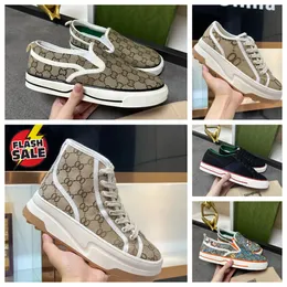 2024 Designer shoe woman Chunky Sole Canvas Shoes Womens High Top Sneaker Classic Beige and Ebony Women Shoes Rubber Sole Embroidered Vintage Casual Sneakers