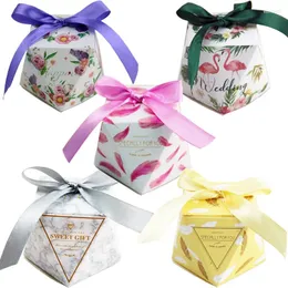 Present Wrap 10pc/Lot Lovely Ribbon Wedding Candy Box Packaging för festförsörjning Alla hjärtans dagsdekorationer