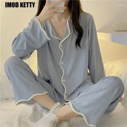 Home Clothing Summer Gentle V-Ausschnitt Casual Korean Style Girls All-Spall-Wear-Pajama Sets Frauen Einfacher Lounge süß
