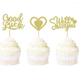 Party Supplies 36 Pack Cupcake Toppers With Love Glitter Good Luck Picks Going Away Farewell Retirement Theme Cake Decorations