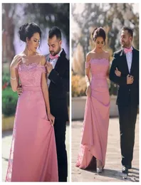 أنيقة Vestidos de Festa Prom Dresses Long 2018 Sexy Off Counter A Line Lace Lace Deliques Italial Chiffon Pageant Party Evenin2869078