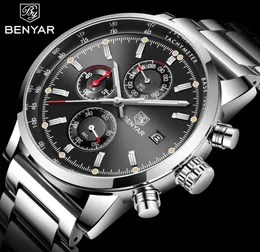 Benyar Brand Fashion Chronograph Sport Watches RELOJ HOMBRE ATENAS ATENAGEM STRAP LETRA MILITAL Relógio Relógio Relógio Masculino3025993