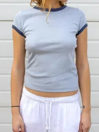 القمصان النسائية T Women Y2K Baby Tees Vintage Graphic Crops Tops String Short Sleeve T-Shirt Fairy Grunge Shirt 90s Out Out