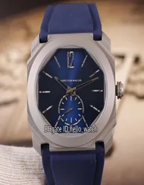 40mm New Octo Finissimo 102559 Blue Dial Swiss Quartz Men Watch Titanium Steel Case Blue Rubber Strap High Quality Gents Sport WAT2833880