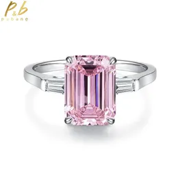 Bubang Fine Jewelry Diamond Ring Solid 925 Серебряный серебряный серебряный розовый/зеленый драгоценный камень, созданный для подарка для женской вечеринки 240327