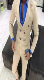 2019 Khaki Slim Fit Mens Suits 2 Pieces Business Tuxedos Wedding Groomsmen Tux Terno Masculino Men Fit JacketPantiegroom Sui8889430