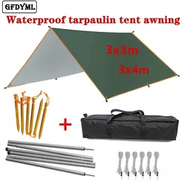4x 3x Awning Waterproof Tarp Tent Shade Ultralight Garden Canopy Sunshade Outdoor Camping Hammock Rain Fly Beach Sun Shelter 240327