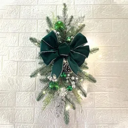 Flores decorativas Estilo 1 PC Luminous Christmas Staircase Wreath Party Porta da parede Janela lareira Jardim da varanda 2024