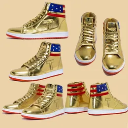 Com Box T Trump Basketball Sapatos casuais The Never Surrender High-Tops Designer 1 TS Running Gold Gold Custom Men Outdoor Sneakers Comfort Sport Sport Trendy Lace-up Outdoor36-46