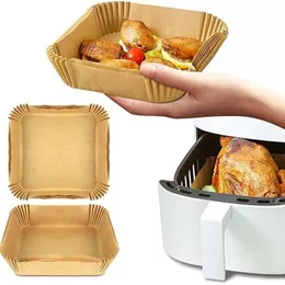 Air Fryer Disposable Paper Mat Non-Stick Air Fryer Liner 6.3" Square Baking Paper Grease and Waterproof Baking Pan