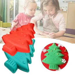 Silicone Christmas Tree Cake Mold Chocolate Pie Mold Non-Stick Cartoon Bakeware Xmas Party Food Cakes Mold Baking Accessories