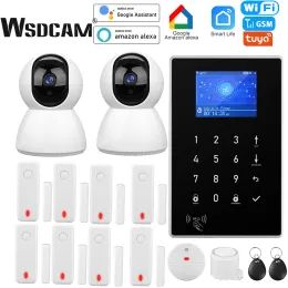 Kits WSDCAM Tuya WiFi GSM Home Alarm System Wireless Security Alarm Kit mit Tuya IP -Kamera Support Alexa Google Assistent