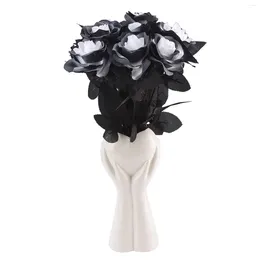 Dekorative Blumen 10pcs Schwarze künstliche Blume Rosenbouquet Halloween Dekoration Pfingstrose gefälschte DIY Hochzeitsfeier Home Chritmas Raumdekoration