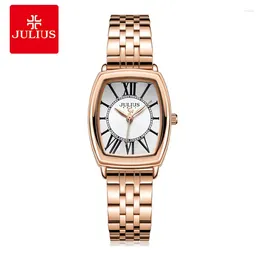 Wristwatches Retro Roman Julius Women's Watch Japan Mov't Hours Elegant Classic Fashion Clock Stainless Steel Chain Bracelet Girl's Gift Box