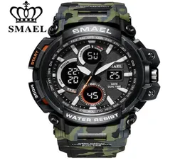 Smael Camouflage Military Watch Men防水二重の時間展示メンズスポーツ腕時計デジタルアナログクォーツ時計男性1708 2106080350