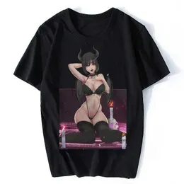 Camisetas masculinas anime anime lascivo Japão sexy waifu t camisetas succubus garota de camiseta maluca homens de manga curta hentai tops harajuku algodão otaku tees gráficos 2445