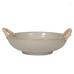 Vassoi di tè Stoare a doppia ear salsa ciotola piatto dim sum piastra manico in ceramica vintage filo di ceramica superficiale el