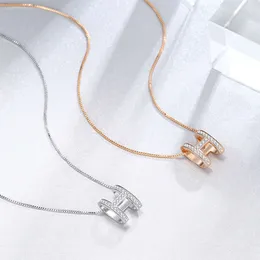 H Letter Necklace for Women's Instagram Cool Niche Design, Fresh and Versatile, Simple Collarbone Chain Pendant Metal