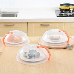 غطاء غذائي ميكروويف قابل للغسل سهلة الاستخدام غطاء لوحة ميكروويف شفافة شفافة مع مقبض للطاهي