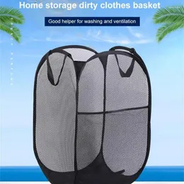 Tvättpåsar Portable Folding Basket Storage Bag Dirty Clothing Badrum Toy Mesh Artifact Sundries Organisation