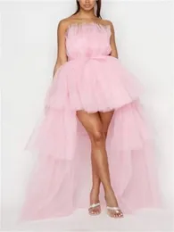 Spalla senza spalline spalla alta in vita alta asimmetrical orlo abiti in tulle in rete a vena donna elegante abito da ballo formale abito da ballo 240321 240321