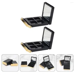 Lagringsflaskor 2 datorer Eye Shadow Box Case Makeup Travel Containers Plast 4 Färger Eyeshadow Palettes