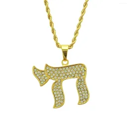 Collane a pendente rhinestone ebreo chai collana simbolo personalizzato hip hop golden gol -gioierli accessori regalo per