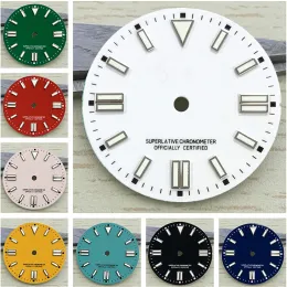 Kits NH35 Ingen kalender Dial Grön Luminous True Nail 28,5 mm Dial Emamel Surface NH36 Rörelsetillbehör Titta på NH35 S LOGO DIAL DATUM