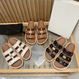 Designer kvinnor tofflor sandal vintage romerska sandaler strand kohud läder sandaler hög kvalitet non slip gummi sula sandaler celins glider