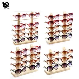 Sunglasses 2Columns 3/4/5/6 Layer Wood Sunglasses Display Stand Glasses Storage Rack Sunglasses Organizer Holder Jewelry Display Rack